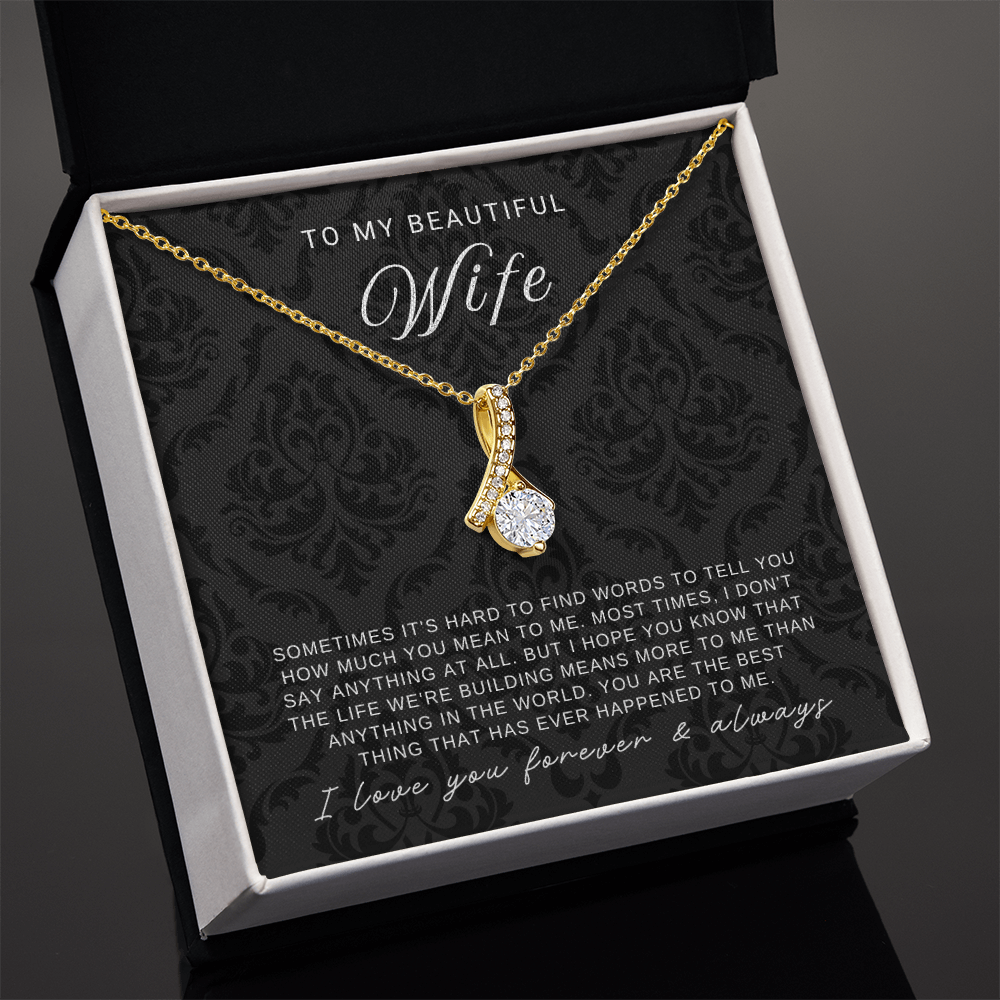 To My Wife - Ribbon Necklace - You Are The Best Thing Message Card Gift