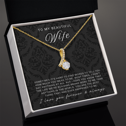 To My Wife - Ribbon Necklace - You Are The Best Thing Message Card Gift