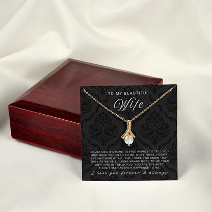 To My Wife - Ribbon Necklace - You Are The Best Thing Message Card Gift
