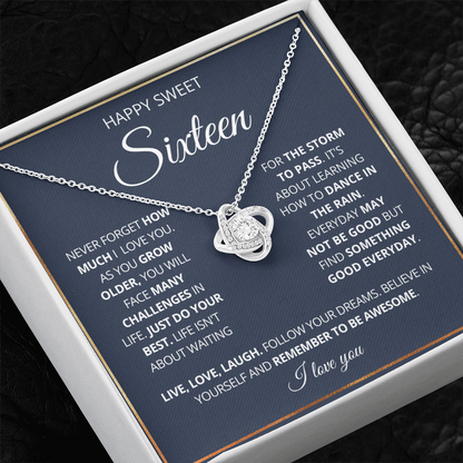 Happy Sweet 16 - Love Knot Necklace - Remember to Be Awesome