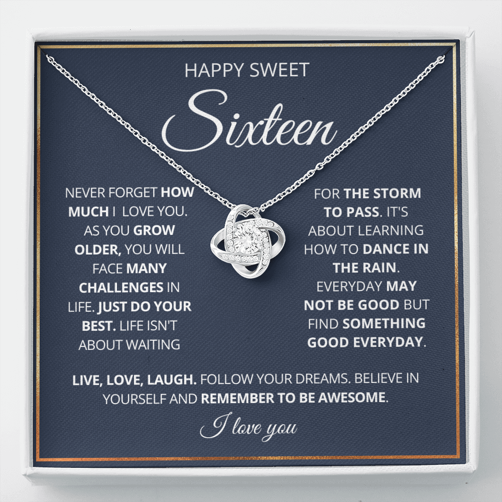 Happy Sweet 16 - Love Knot Necklace - Remember to Be Awesome