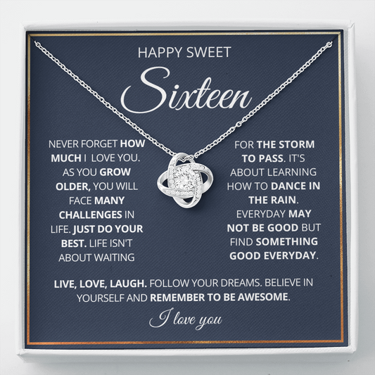 Happy Sweet 16 - Love Knot Necklace - Remember to Be Awesome