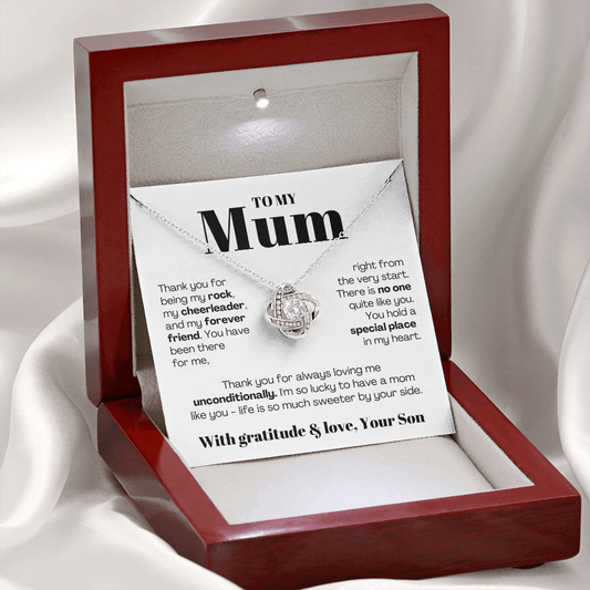 To My Mum - Love Knot Necklace - Lucky to Have You as My Mum