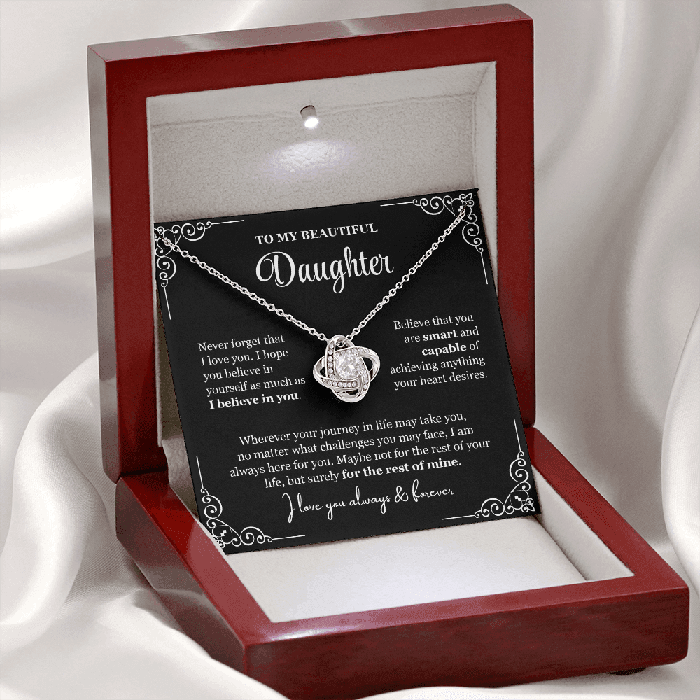 To My Daughter - Love Knot Necklace - Love You For The Rest Of Mine Gift Box