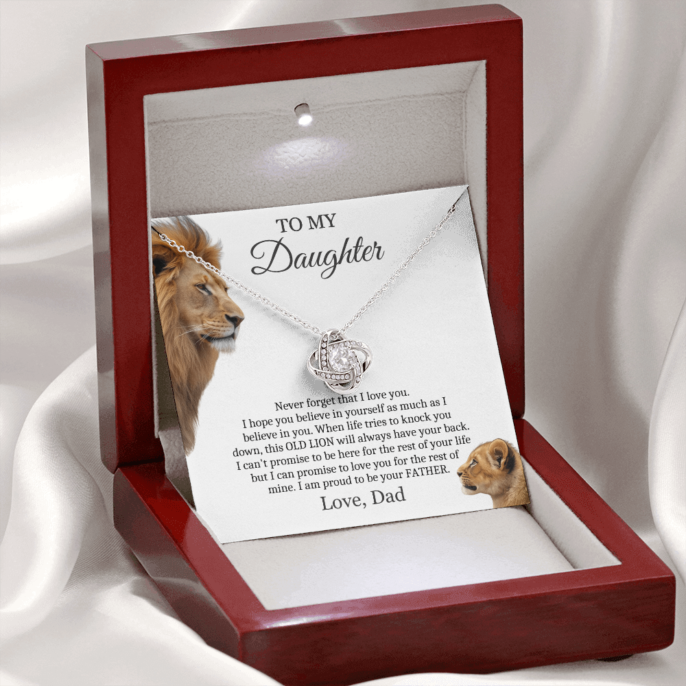 To My Daughter from Dad - Love Knot Necklace - Proud To Be Your Father Message Card Gift