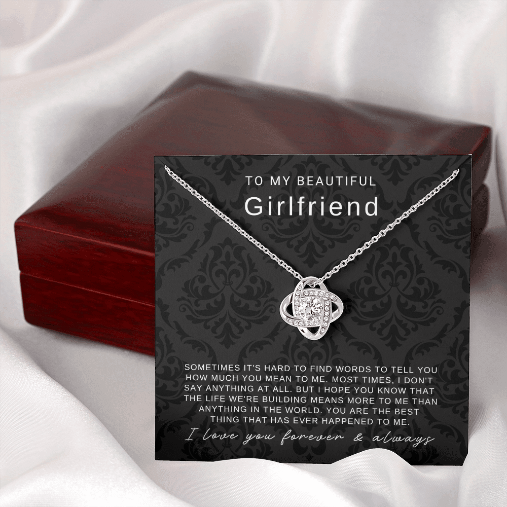 To My Girlfriend - Love Knot Necklace - You Are The Best Thing Message Card Gift