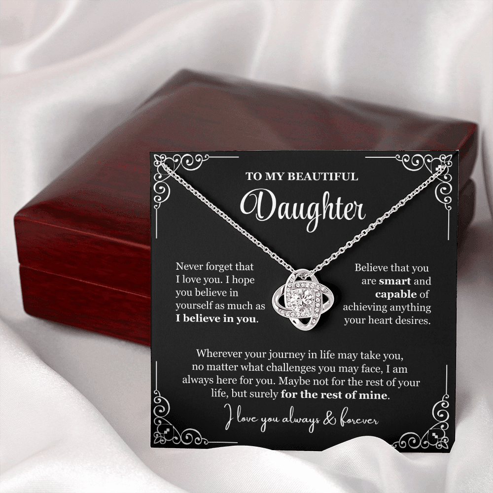 To My Daughter - Love Knot Necklace - Love You For The Rest Of Mine Gift Box