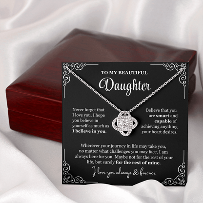 To My Daughter - Love Knot Necklace - Love You For The Rest Of Mine Gift Box