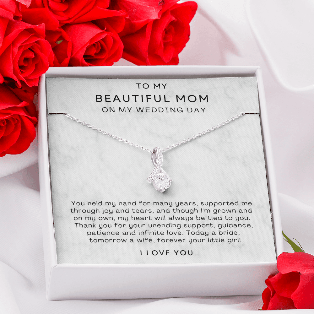 To My Mom - Ribbon Necklace - Forever Your Little Girl