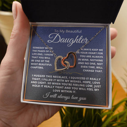 To My Daughter - Linked Hearts Necklace - Love You Forever