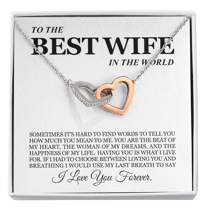To My Wife - Linked Hearts Necklace - I Love You Forever Valentine's Day Gift