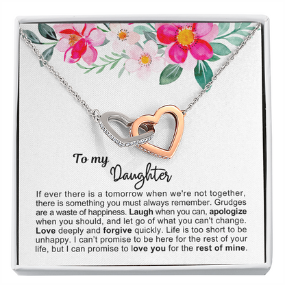 To My Daughter - Linked Hearts Necklace - Love You Forever Message Card Gift