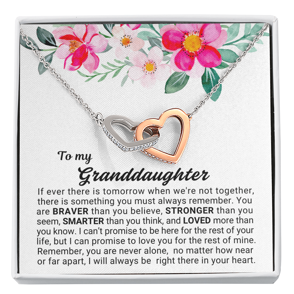 To My Granddaughter - Linked Hearts Necklace - You Are Never Alone Message Card Gift (Copy)