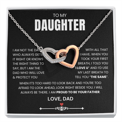 To My Daughter - Linked Hearts Necklace - Proud to Be Your Father Message Card Gift