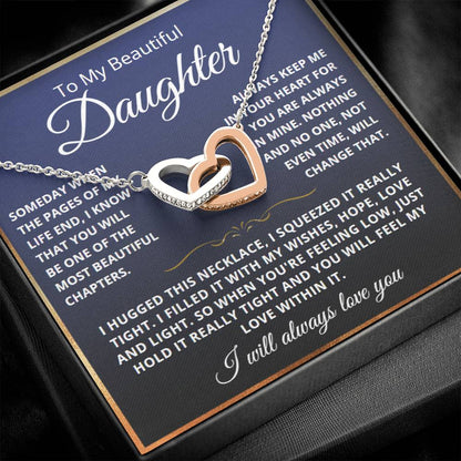 To My Daughter - Linked Hearts Necklace - Love You Forever