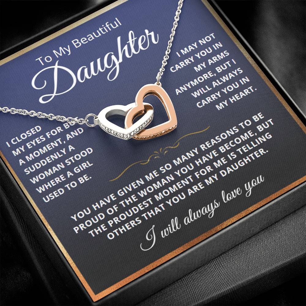 To My Daughter from Dad - Linked Hearts Necklace - Love You Forever