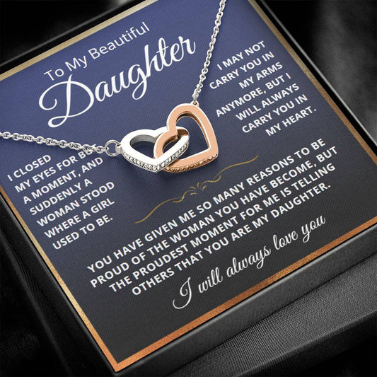 To My Daughter from Dad - Linked Hearts Necklace - Love You Forever