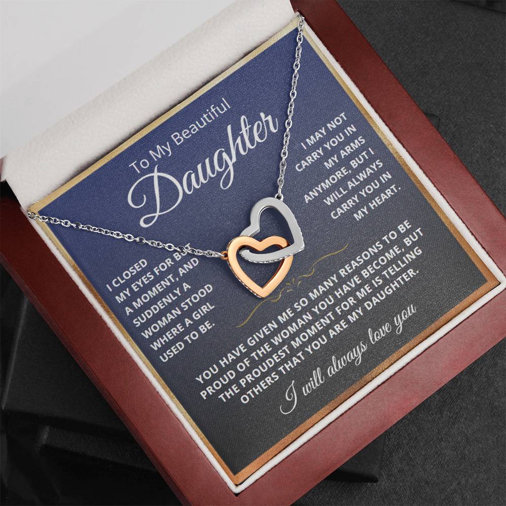 To My Daughter from Dad - Linked Hearts Necklace - Love You Forever