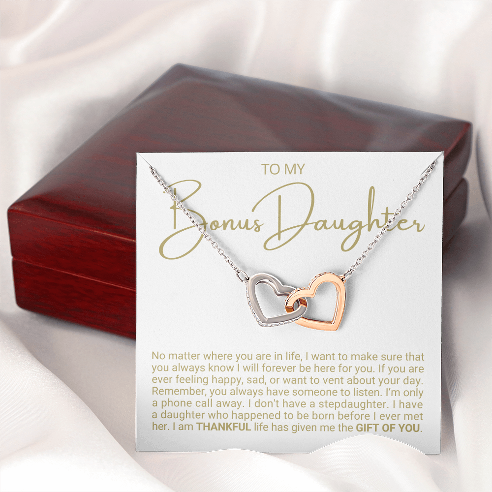 To My Bonus Daughter - Linked Hearts Necklace - Life Gave Me The Gift of You Gift
