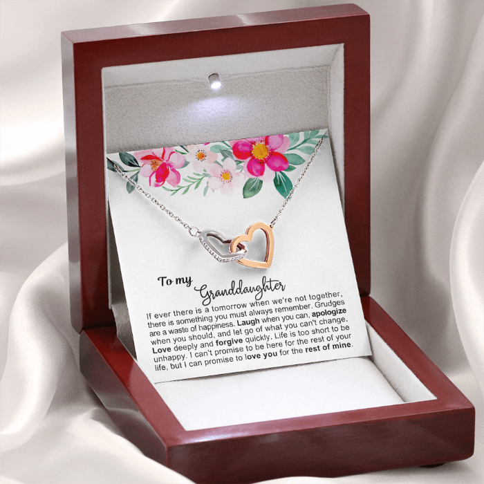 To My Granddaughter - Linked Hearts Necklace - Love You Forever Message Card Gift