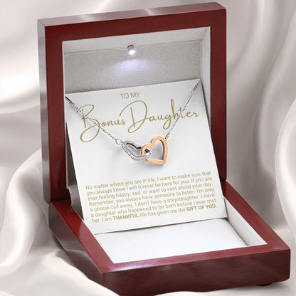 To My Bonus Daughter - Linked Hearts Necklace - Life Gave Me The Gift of You Gift