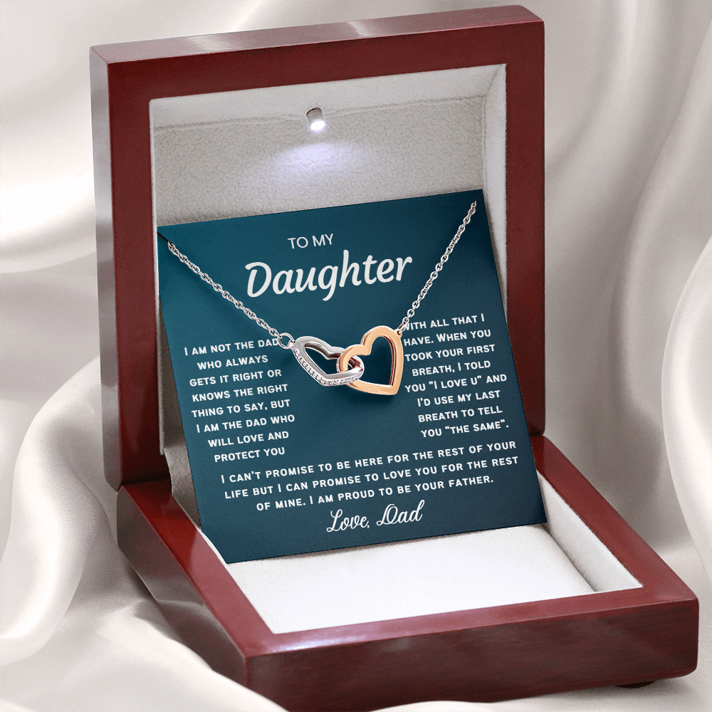 To My Daughter Necklace from Dad - Linked Hearts Necklace -  Proud Father Message Card Gift
