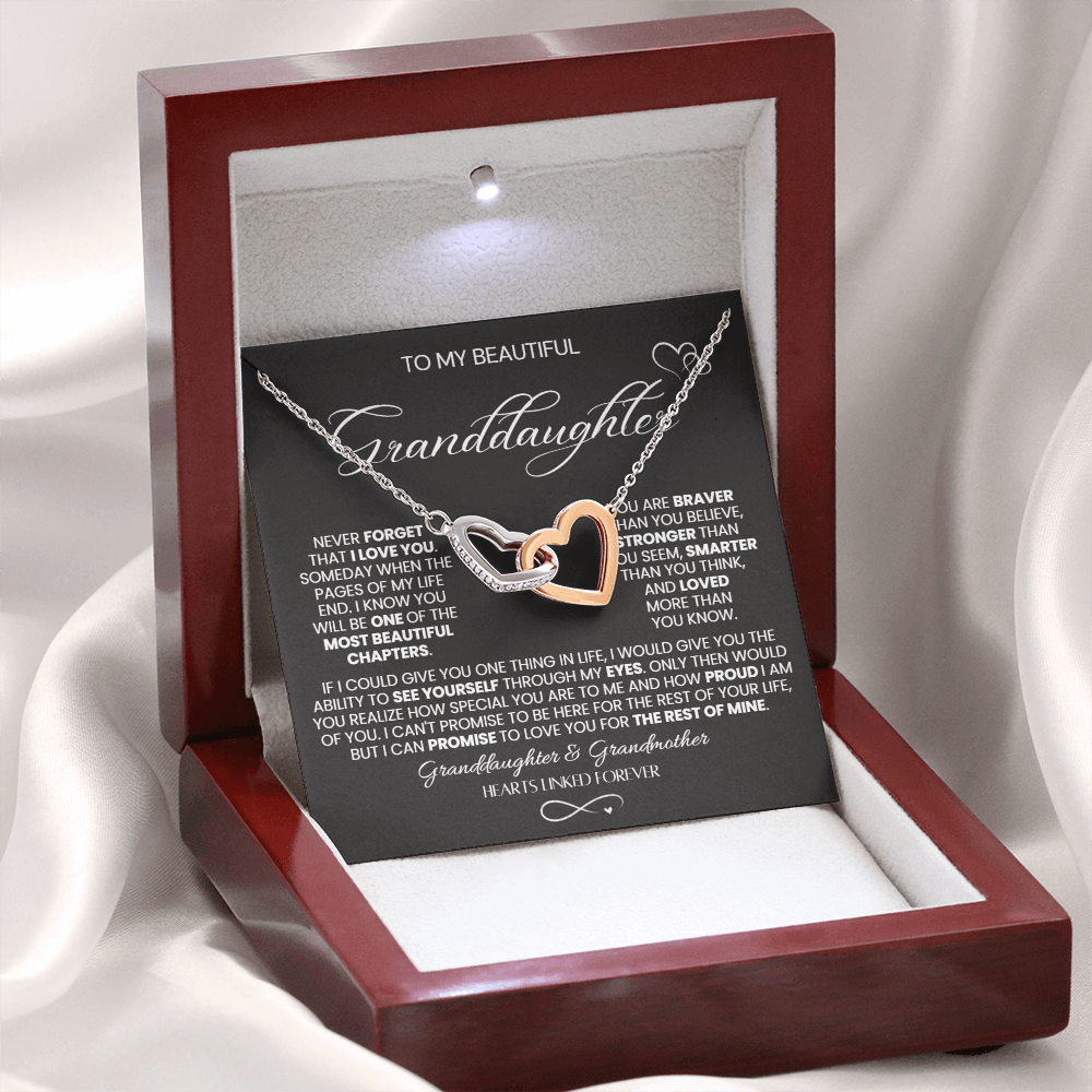 To My Granddaughter - Linked Hearts Necklace - Hearts Linked Forever