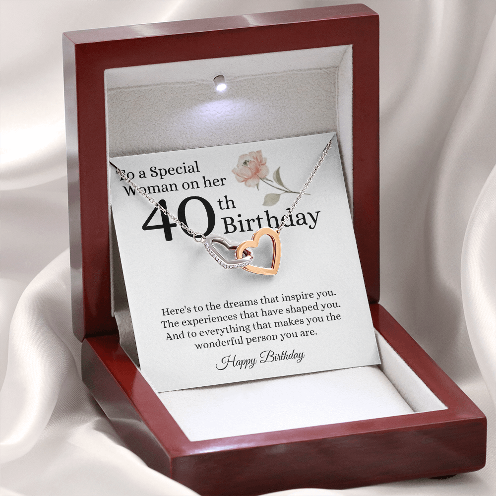 Happy 40th Birthday - Linked Hearts Necklace - Special Woman