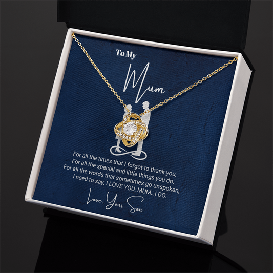 To My Mother from Your Son - Linked Hearts Necklace - I Love You Message Card Gift