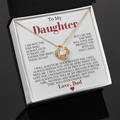 To My Daughter from Dad - Love Knot Necklace - You Will Always Be My Precious Little Girl