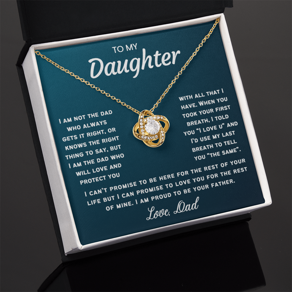 To My Daughter Necklace from Dad - Love Knot Necklace - Proud Father Message Card Gift