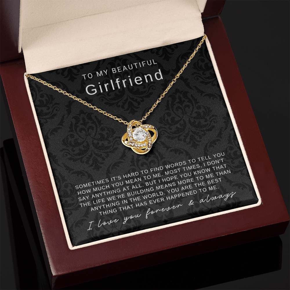 To My Girlfriend - Love Knot Necklace - You Are The Best Thing Message Card Gift