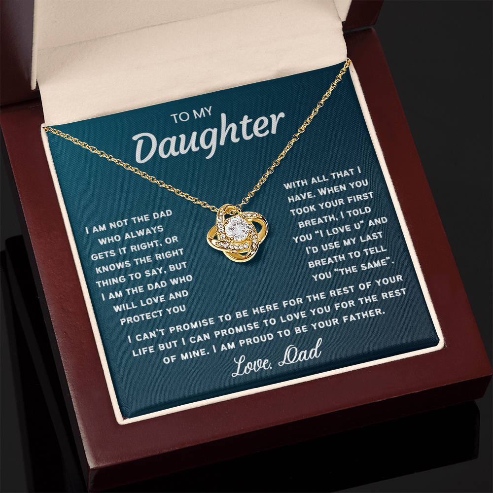 To My Daughter Necklace from Dad - Love Knot Necklace - Proud Father Message Card Gift