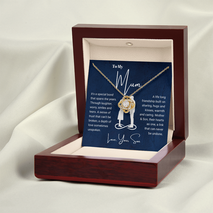 To My Mum - Love Knot Necklace - Hearts As One Message Card Gift