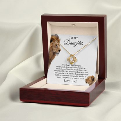To My Daughter from Dad - Love Knot Necklace - Proud To Be Your Father Message Card Gift