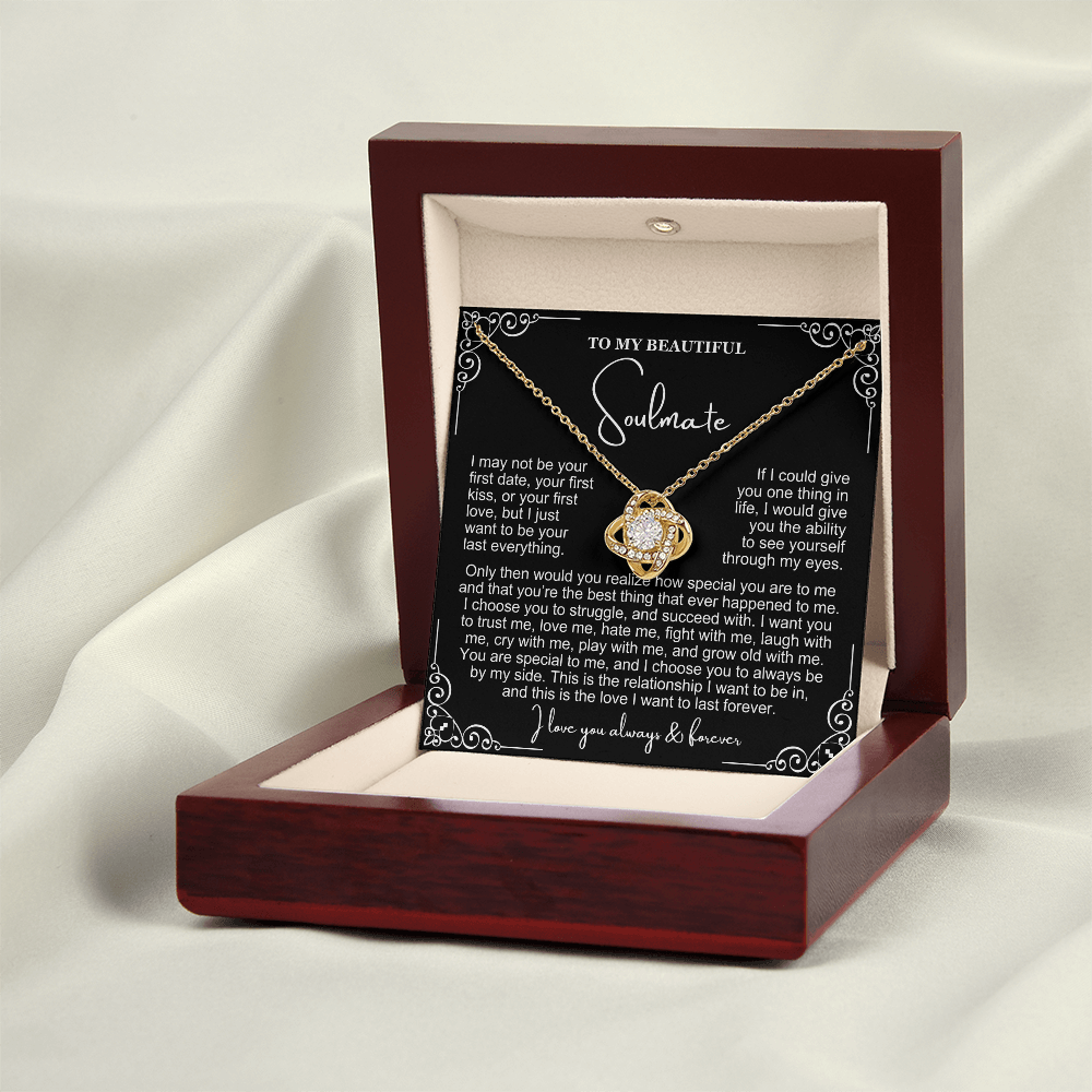 To My Soulmate Necklace - Love Knot Necklace - I Choose You Message Card Gift