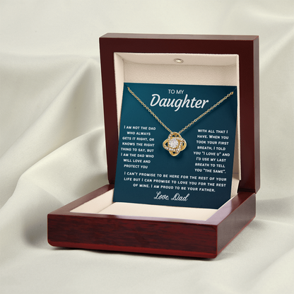 To My Daughter Necklace from Dad - Love Knot Necklace - Proud Father Message Card Gift