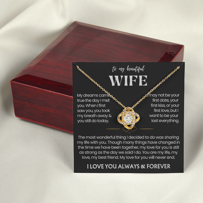 To My Wife - Love Heart Necklace - My Love for You Will Never End