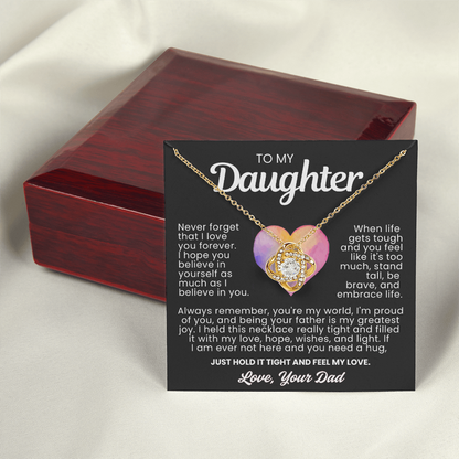 To My Daughter - Love Knot Necklace - You're My World Message Card Gift
