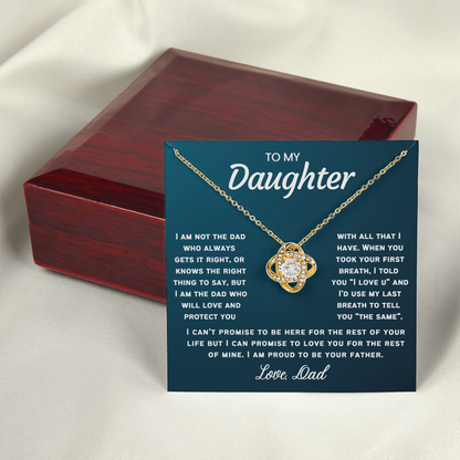 To My Daughter Necklace from Dad - Love Knot Necklace - Proud Father Message Card Gift