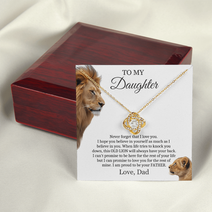 To My Daughter from Dad - Love Knot Necklace - Proud To Be Your Father Message Card Gift