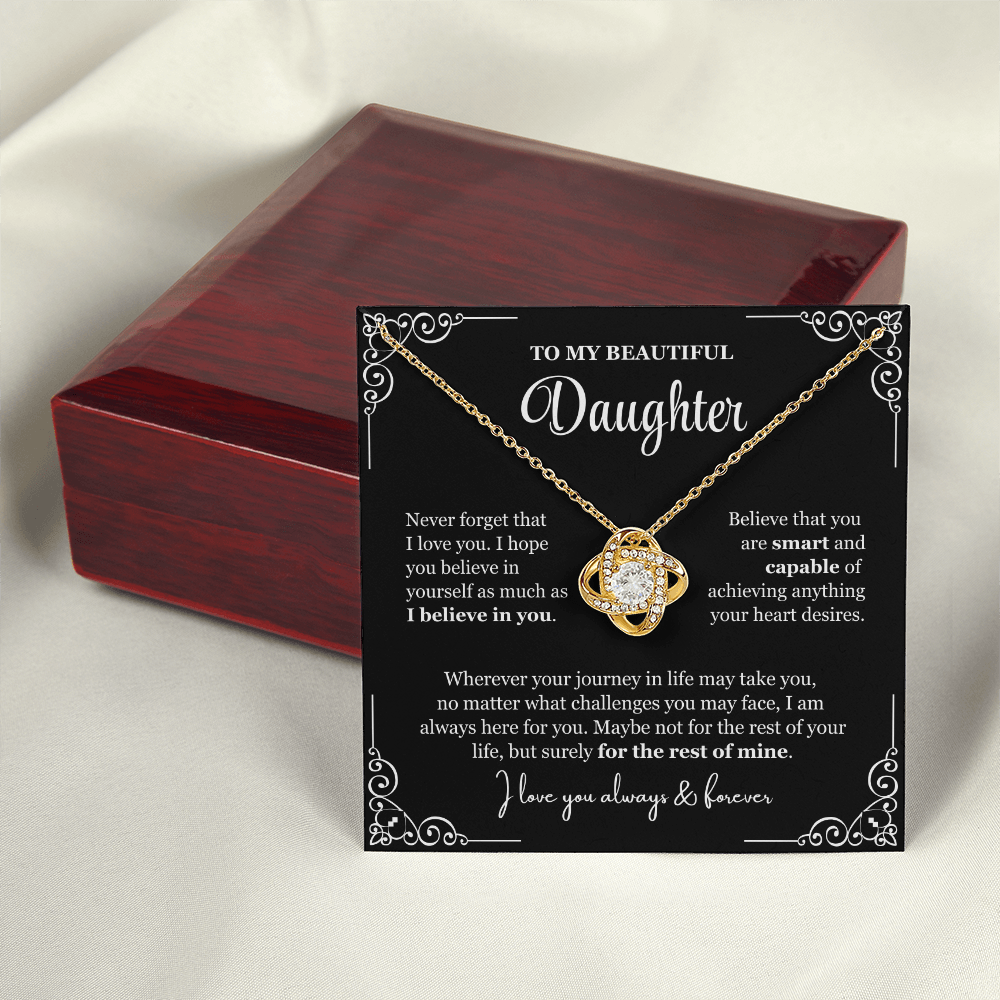 To My Daughter - Love Knot Necklace - Love You For The Rest Of Mine Gift Box
