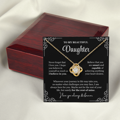 To My Daughter - Love Knot Necklace - Love You For The Rest Of Mine Gift Box