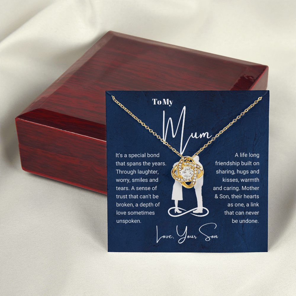 To My Mum - Love Knot Necklace - Hearts As One Message Card Gift