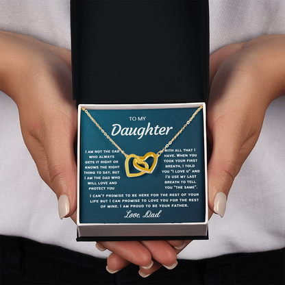 To My Daughter Necklace from Dad - Linked Hearts Necklace -  Proud Father Message Card Gift