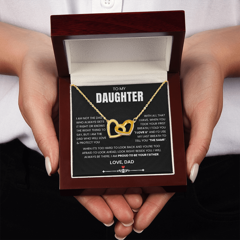 To My Daughter - Linked Hearts Necklace - Proud to Be Your Father Message Card Gift