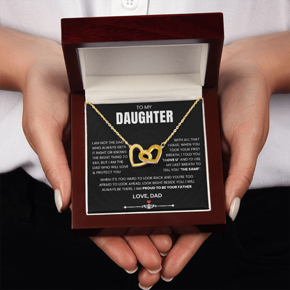 To My Daughter - Linked Hearts Necklace - Proud to Be Your Father Message Card Gift