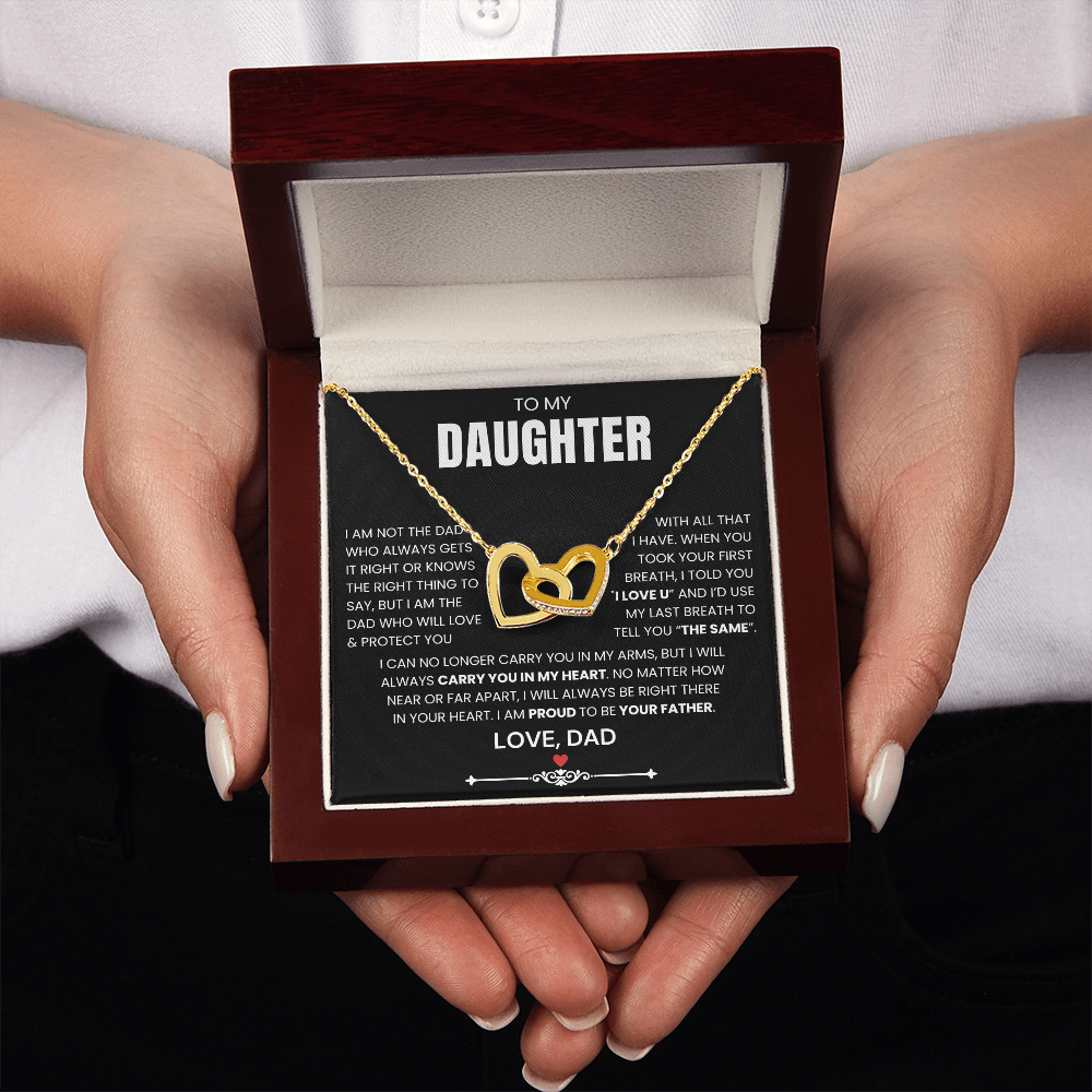 To My Daughter - Linked Hearts Necklace - Proud to Be Your Dad Message Card Gift