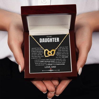 To My Daughter - Linked Hearts Necklace - Proud to Be Your Dad Message Card Gift