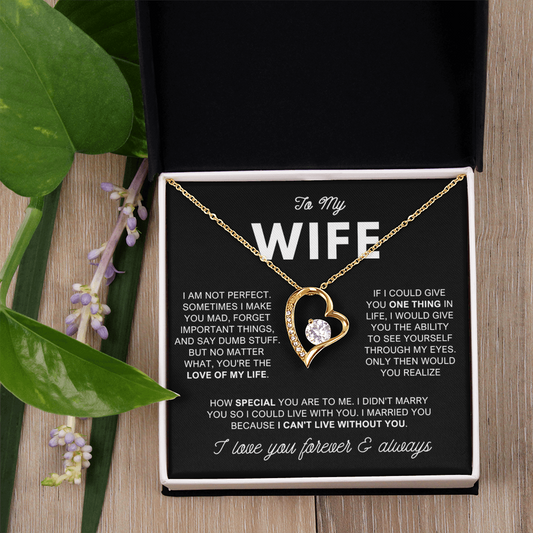To My Wife - Love Heart Necklace - Love of My Life Valentine's Day Gift